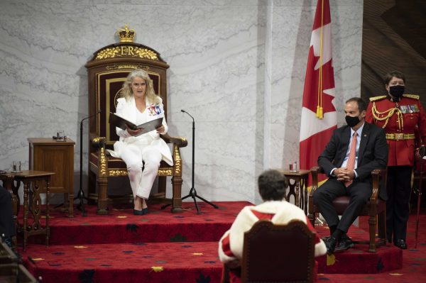 A physically distanced Speech from the Throne